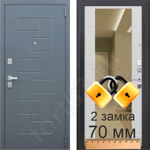 Металлические входные двери Троянец с зеркалом